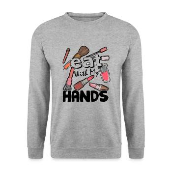 I Eat With My Hands Makeup Artist - Unisex Sweatshirt - salt & pepper - Front - Alina (178cm) & Michal (187cm)
