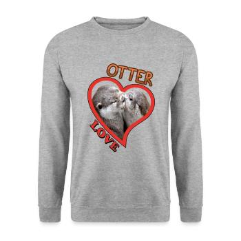 Otter Love, Otter Love, Valentine's Day, Animals - Unisex Sweatshirt - salt & pepper - Front - Alina (178cm) & Michal (187cm)