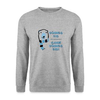Dünnes Eis - ganz dünnes Eis - Unisex Pullover - Weißgrau meliert - Vorne - Alina (178cm) & Michal (187cm)