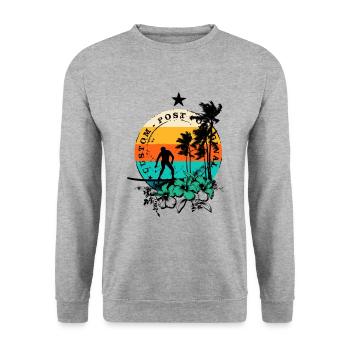 Surf rétro - Sweat-shirt Unisexe - gris chiné - Devant - Alina (178cm) & Michal (187cm)