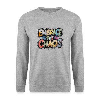 Embrace The Chaos - Unisex Sweatshirt - salt & pepper - Front - Alina (178cm) & Michal (187cm)