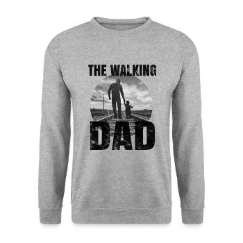 Le cadeau de la fête des pères de papa qui marche - Sweat-shirt Unisexe - gris chiné - Devant - Alina (178cm) & Michal (187cm)