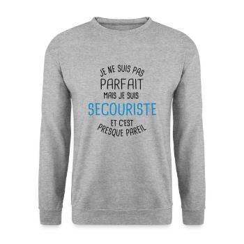 Pas parfait mais secouriste - Sweat-shirt Unisexe - gris chiné - Devant - Alina (178cm) & Michal (187cm)