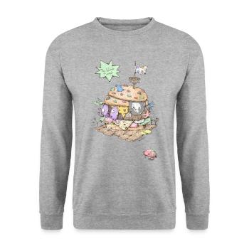Hamburger T-Shirt Kinder - Der Piratenburger - Unisex Pullover - Weißgrau meliert - Vorne - Alina (178cm) & Michal (187cm)