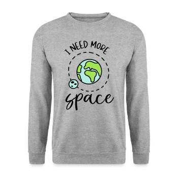 PLUS PLACE TERRE MONDE ESPACE ESPACE PLANÈTE VIE - Sweat-shirt Unisexe - gris chiné - Devant - Alina (178cm) & Michal (187cm)