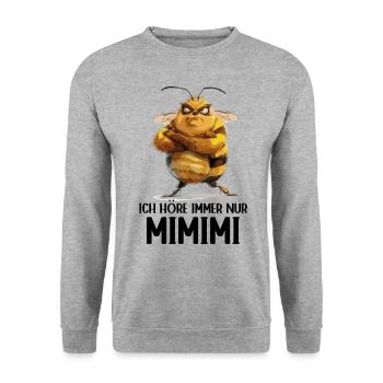 Biene Bienen Honigbienen Ich höre immer nur Mimimi - Unisex Pullover - Weißgrau meliert - Vorne - Alina (178cm) & Michal (187cm)