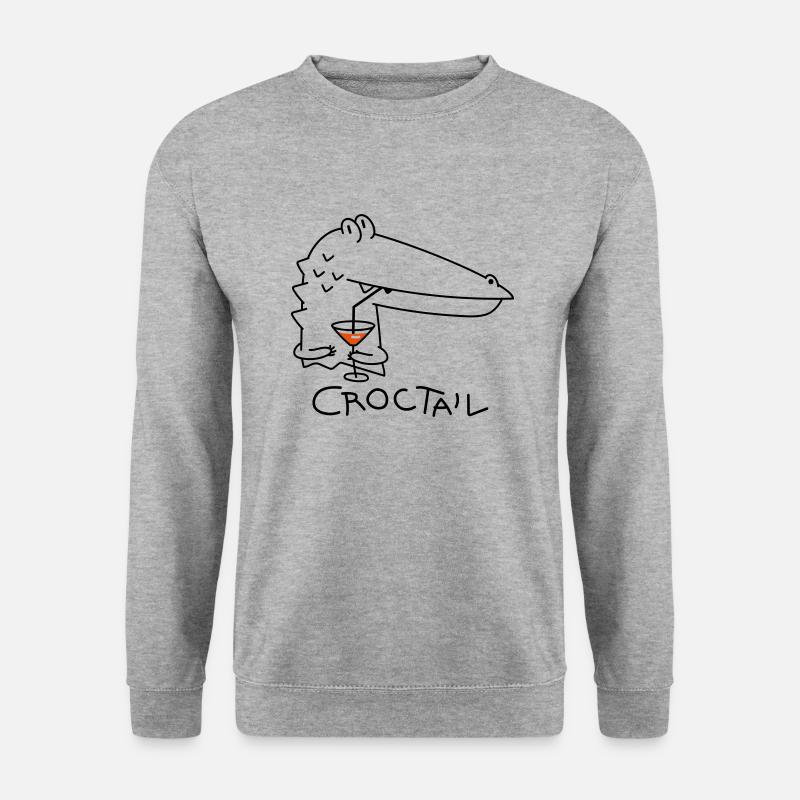 Funny crocodile with coctail (b) - Unisex Sweatshirt - salt & pepper