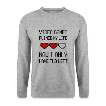 Video games ruined my life - Unisex Sweatshirt - salt & pepper - Front - Alina (178cm) & Michal (187cm)