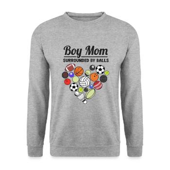 Junge Mutter Muttertag Mutterschaft Mutter Mama Geschenk - Unisex Pullover - Weißgrau meliert - Vorne - Alina (178cm) & Michal (187cm)