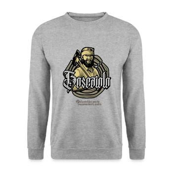 Boscaiolo Holzfäller aus Italien - Unisex Pullover - Weißgrau meliert - Vorne - Alina (178cm) & Michal (187cm)