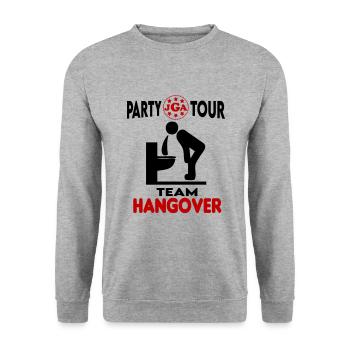 JGA Party Team Hangover Saufen Kotzen Brechen - Unisex Pullover - Weißgrau meliert - Vorne - Alina (178cm) & Michal (187cm)