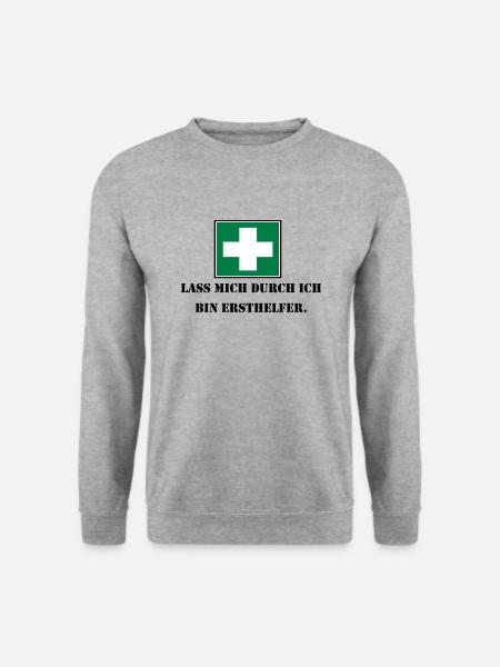 Lass mich durch ich bin Ersthelfer (schwarz) - Unisex Pullover - Weißgrau meliert
