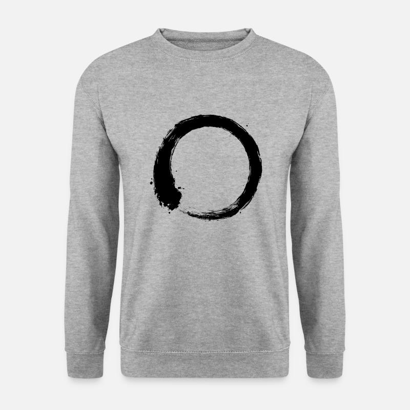 Enso Zen Kreis schwarz - Unisex Pullover - Weißgrau meliert