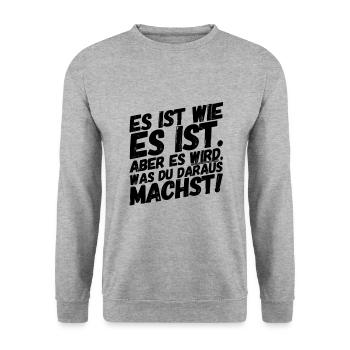 Bürohumor Büro Sprüche II - Unisex Pullover - Weißgrau meliert - Vorne - Alina (178cm) & Michal (187cm)