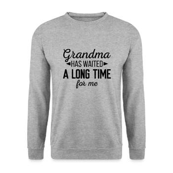 Grandma Has Waited A Long Time For Me - Unisex Sweatshirt - salt & pepper - Front - Alina (178cm) & Michal (187cm)