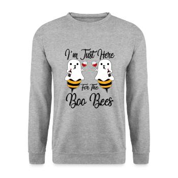 Halloween I’m Just Here For The Boo Bees T Shirt - Sweat-shirt Unisexe - gris chiné - Devant - Alina (178cm) & Michal (187cm)