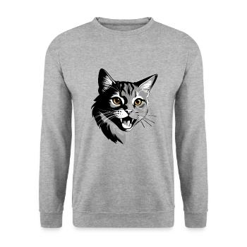 Cute Cat - Pet Cat Design - Unisex Sweatshirt - salt & pepper - Front - Alina (178cm) & Michal (187cm)