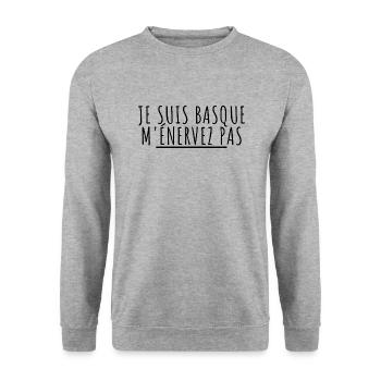 Je suis basque m'énervez pas. Cadeau basque - Sweat-shirt Unisexe - gris chiné - Devant - Alina (178cm) & Michal (187cm)