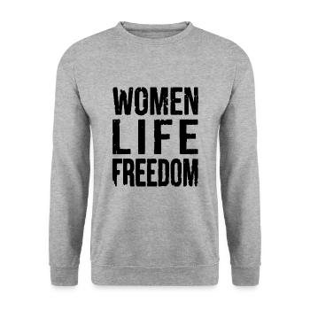 Women life freedom - Unisex Pullover - Weißgrau meliert - Vorne - Alina (178cm) & Michal (187cm)