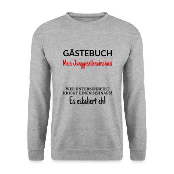 Junggesellenabschied Gästebuch - Unisex Pullover - Weißgrau meliert - Vorne - Alina (178cm) & Michal (187cm)