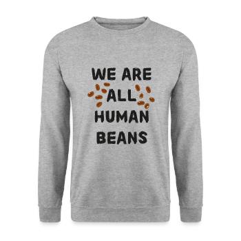 Menschliche Bohnen sind wir alle. Trends. Unic - Unisex Pullover - Weißgrau meliert - Vorne - Alina (178cm) & Michal (187cm)
