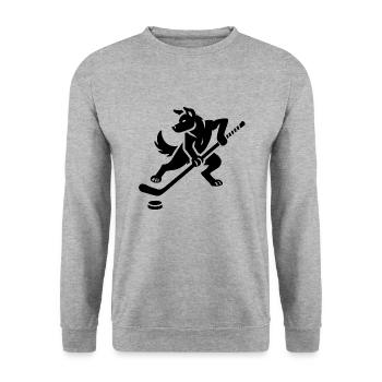 Husky Silhouette Hockey sur glace Design minimaliste - Sweat-shirt Unisexe - gris chiné - Devant - Alina (178cm) & Michal (187cm)