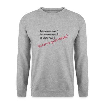 Quote - Unisex Sweatshirt - salt & pepper - Front - Alina (178cm) & Michal (187cm)