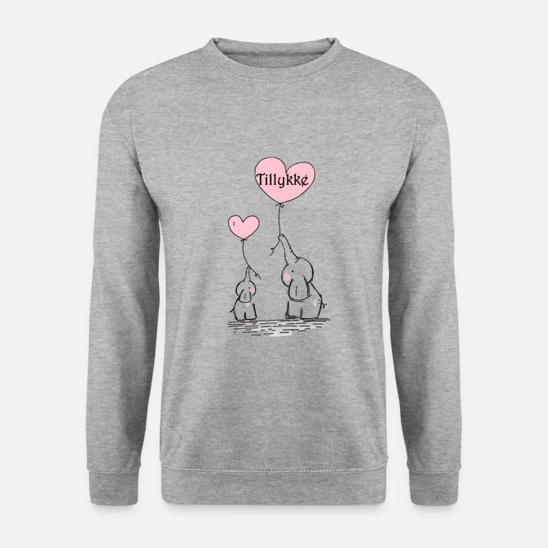 Elefanten mit Ballon-Glückwünschen - Unisex Pullover - Weißgrau meliert