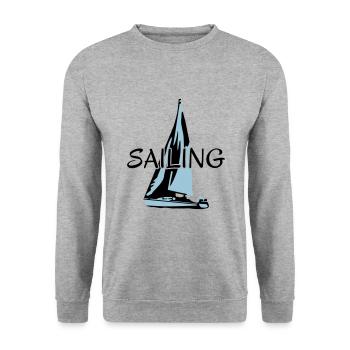 Segeln, Segelboot - Unisex Pullover - Weißgrau meliert - Vorne - Alina (178cm) & Michal (187cm)