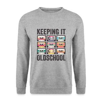 80s 90s Cassette Mixtape Retro Funny - Sweat-shirt Unisexe - gris chiné - Devant - Alina (178cm) & Michal (187cm)
