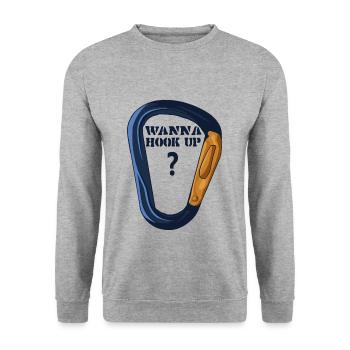 Climbing, altitude rescuer mountaineering, wanna hook up - Unisex Sweatshirt - salt & pepper - Front - Alina (178cm) & Michal (187cm)