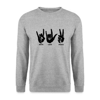 Rock Love Peace - Unisex Sweatshirt - salt & pepper - Front - Alina (178cm) & Michal (187cm)