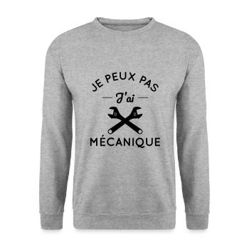 Je peux pas j'ai mécanique - Sweat-shirt Unisexe - gris chiné - Devant - Alina (178cm) & Michal (187cm)