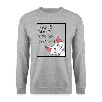 Nicht ohne meine Katze - Unisex Pullover - Weißgrau meliert - Vorne - Alina (178cm) & Michal (187cm)