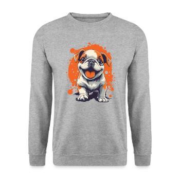 Bouledogue anglais chiot drôle chien chiens - Sweat-shirt Unisexe - gris chiné - Devant - Alina (178cm) & Michal (187cm)