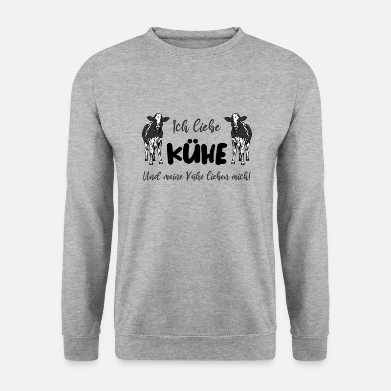 Ich liebe Kühe und meine Kühe lieben mich - Unisex Pullover - Weißgrau meliert