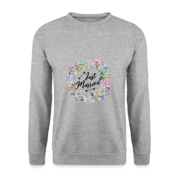 Just Married - vient de se marier! - Sweat-shirt Unisexe - gris chiné - Devant - Alina (178cm) & Michal (187cm)