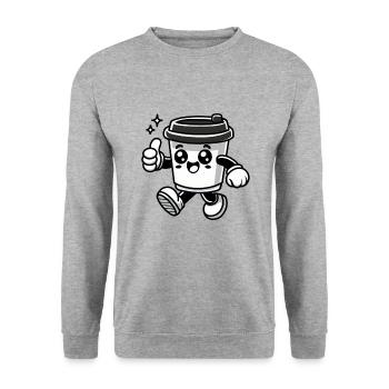 Eine schöne lächelnde Tasse Kaffee - Unisex Pullover - Weißgrau meliert - Vorne - Alina (178cm) & Michal (187cm)