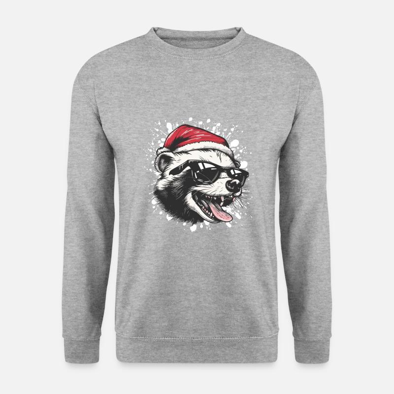 Stinktier Weihnachten Lustig - Unisex Pullover - Weißgrau meliert