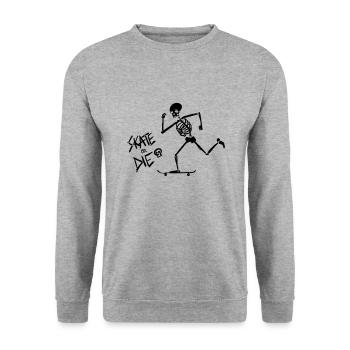 Skate or Die 2 – Skeleton Skater - Unisex Sweatshirt - salt & pepper - Front - Alina (178cm) & Michal (187cm)