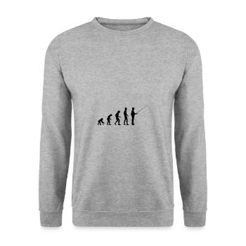 Evolution Angler Angeln Fischen Hobby Sport - Unisex Pullover - Weißgrau meliert - Vorne - Alina (178cm) & Michal (187cm)