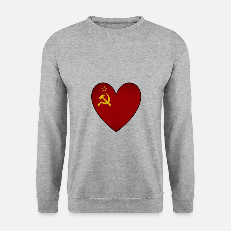 Sowjetunion Flagge Herz - Unisex Pullover - Weißgrau meliert