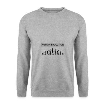 Human Evolution Funny Design - Unisex Sweatshirt - salt & pepper - Front - Alina (178cm) & Michal (187cm)