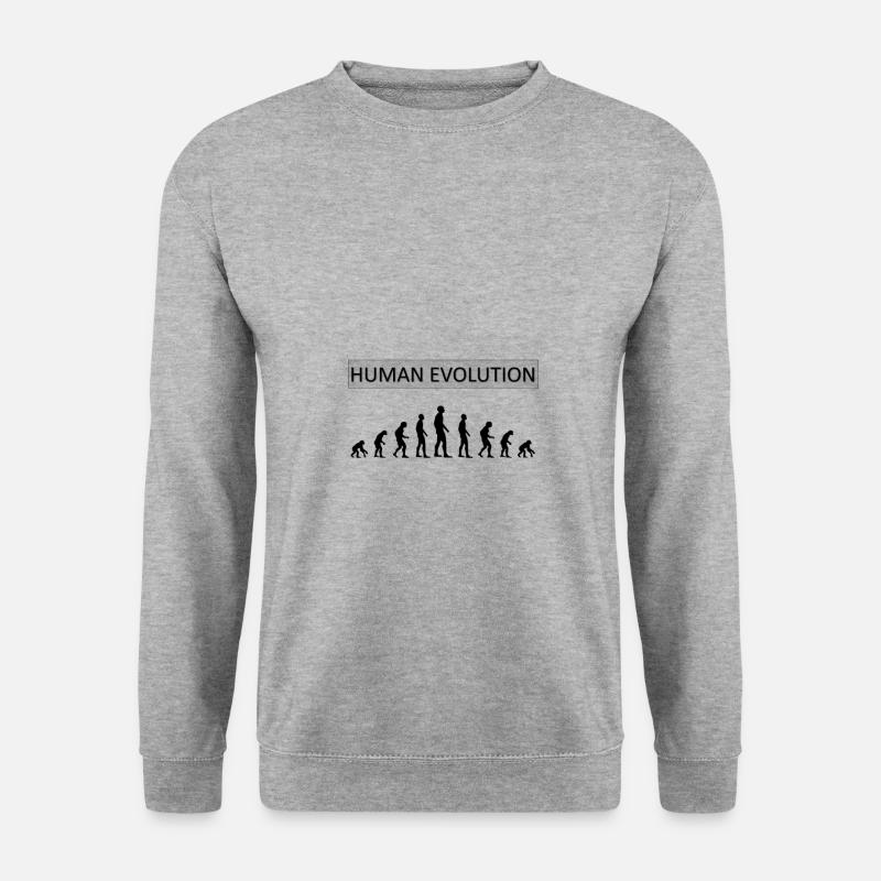 Human Evolution Lustiges Design - Unisex Pullover - Weißgrau meliert