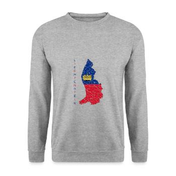 Liechtenstein Karte Flagge Vaduz Design - Unisex Pullover - Weißgrau meliert - Vorne - Alina (178cm) & Michal (187cm)