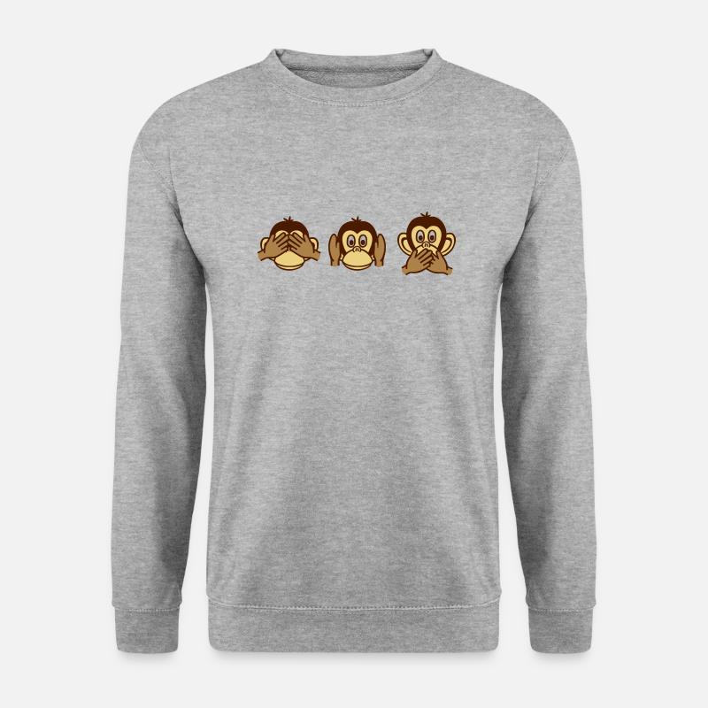 Affen - Unisex Pullover - Weißgrau meliert