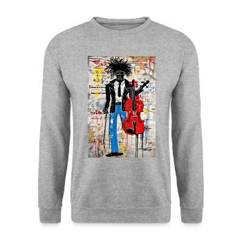 « création de la Symphonie urbaine » - Sweat-shirt Unisexe - gris chiné - Devant - Alina (178cm) & Michal (187cm)