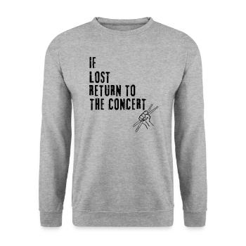 Collection « Si perdu, retournez au concert » - Sweat-shirt Unisexe - gris chiné - Devant - Alina (178cm) & Michal (187cm)