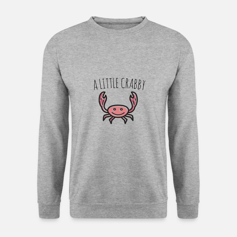 A LITTLE CRABBY Krabbe Krebs Hummer Garnele Meer - Unisex Pullover - Weißgrau meliert