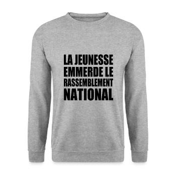 The youth fucks the National Rally - Unisex Sweatshirt - salt & pepper - Front - Alina (178cm) & Michal (187cm)